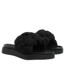 INUIKII Oversized Lino Braid Black Slides