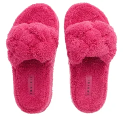 INUIKII Teddy Braided Fuchsia Slides