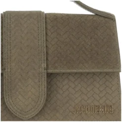 Jacquemus Structured Suede Leather Le Bambino Bag Grey Crossbody Bag