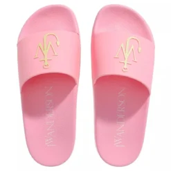 J.W.Anderson Slide Rubber 321 Pink + Logo Light Green Slides