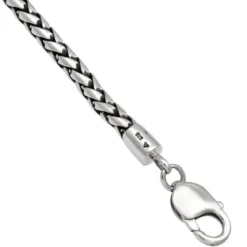 Kuzzoi Halskette Herren Zopfkette Oxidiert Massiv 925 Sil silber Mittellange Halskette