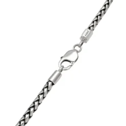 Kuzzoi Halskette Herren Zopfkette Oxidiert Massiv 925 Sil silber Mittellange Halskette