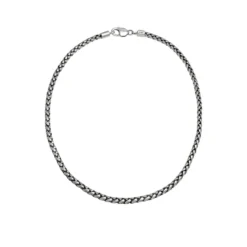 Kuzzoi Halskette Herren Zopfkette Oxidiert Massiv 925 Sil silber Mittellange Halskette