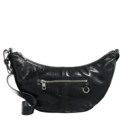 Liebeskind Berlin Moon With Zips Lack Distressed Black Crossbody Bag