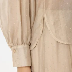 Luisa Cerano Hemdbluse mit Glitzersteinen soft camel Bluse