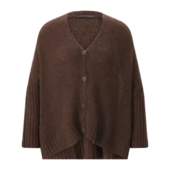 Luisa Cerano Strickjacke aus Alpaka & Wolle braun Strickjacke