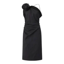Magda Butrym Midikleid aus Baumwoll-Seiden-Mix schwarz Minikleid