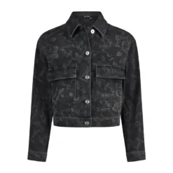Marc Aurel Black Denim Jeansjacke mit Rosenprint schwarz Jeansjacke