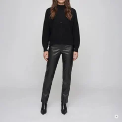 Marc Aurel Diese Slim Fit Hose aus weichem Faux Leather überz schwarz Lederhose