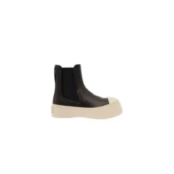 Marni Black Chelsea Boots With Logo Patch In Leather Black Stiefel