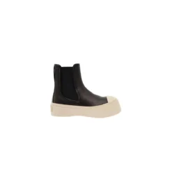 Marni Black Chelsea Boots With Logo Patch In Leather Black Stiefel