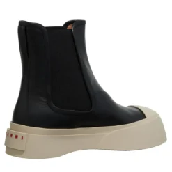 Marni Black Chelsea Boots With Logo Patch In Leather Black Stiefel