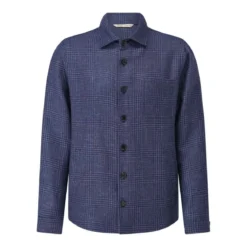 Maurizio Baldassari Overshirt mit Schurwolle und Leinen blau Hemd