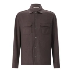 Maurizio Baldassari Overshirt aus Kaschmir-Mix braun Hemdjacke