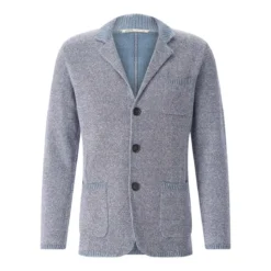 Maurizio Baldassari Strickjacke mit Seide blau Anzugjacke