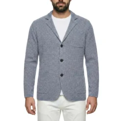 Maurizio Baldassari Strickjacke mit Seide blau Anzugjacke