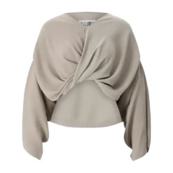 MM6 Maison Margiela Drapiertes Blusenshirt grau Bluse