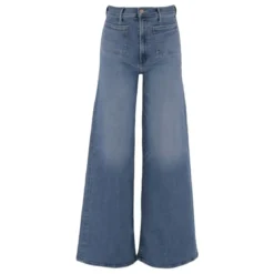 Mother Wide-Leg Denim Jeans With High Waist Grey Wide Leg Jeans