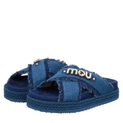 Mou Criss-Cross Sandal Denim Denim Slides