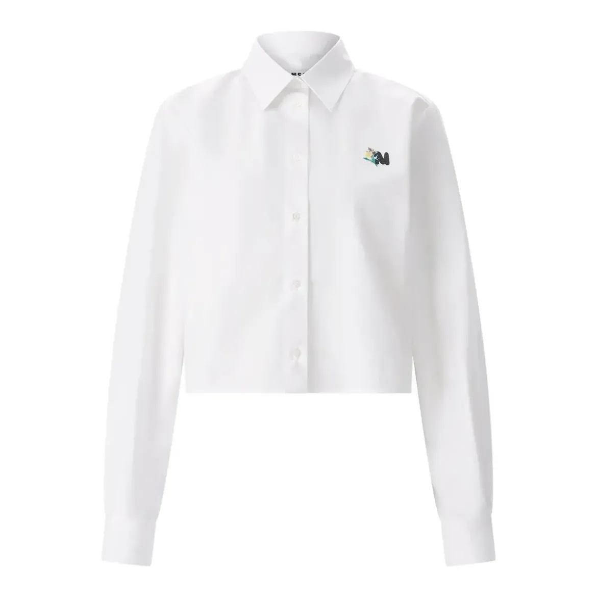 MSGM Cropped Hemdbluse weiß Bluse