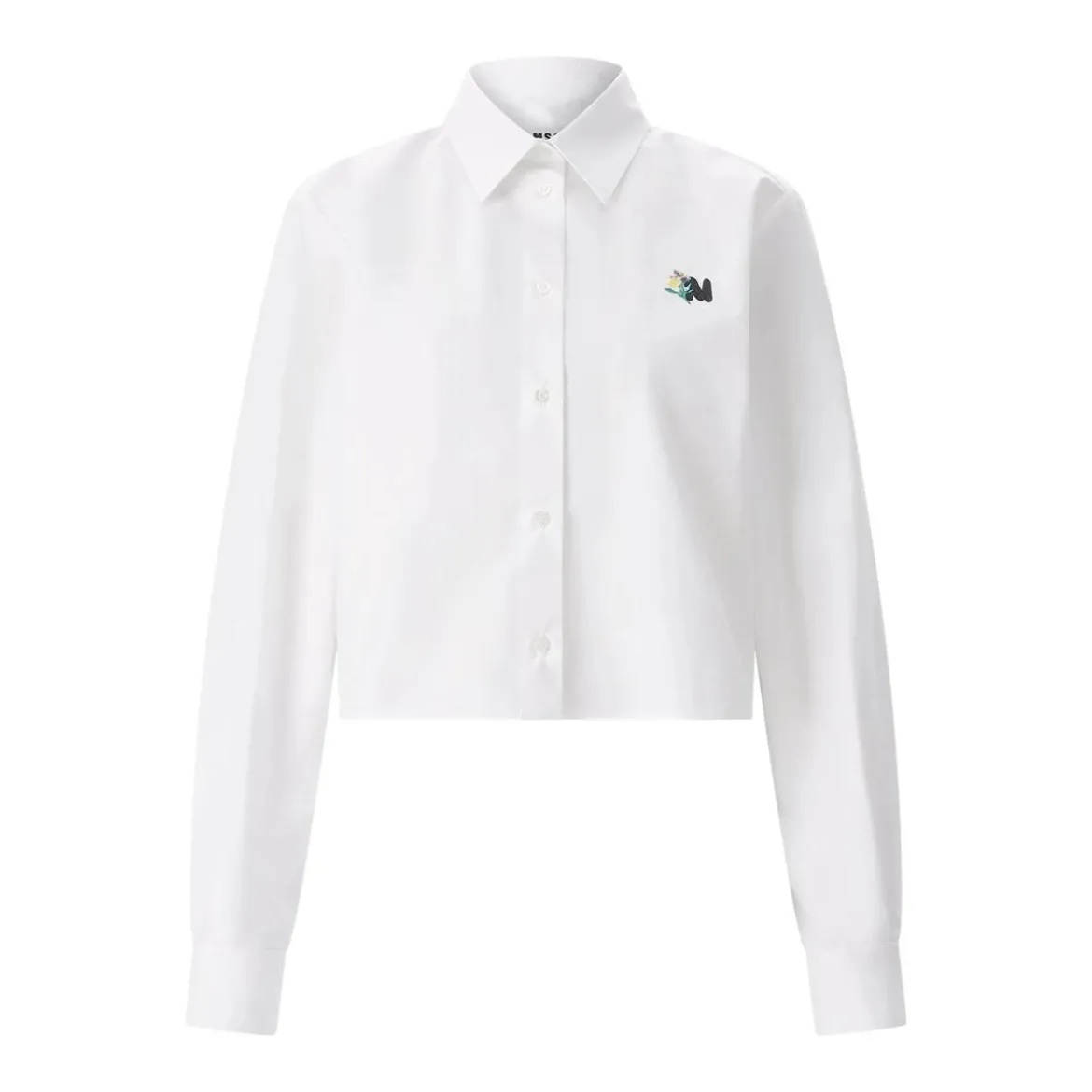 MSGM Cropped Hemdbluse weiß Bluse