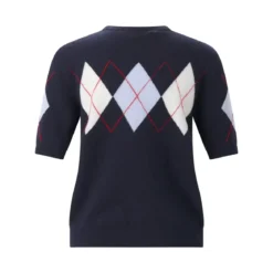 MSGM Kurzarmpullover aus Merinowolle und Kaschmir dunkelblau Pullover