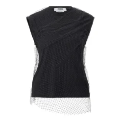 MSGM Top mit Netzdetail Schwarz Top