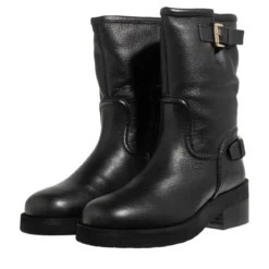 Nubikk Eve Leva Fur Black Grain Biker Boots
