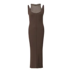 Patrizia Pepe Geripptes Midikleid Braun Strickkleid
