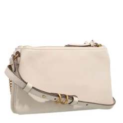 Pinko Double Mini Bianco Seta-Antique Gold Crossbody Bag