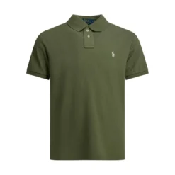 Polo Ralph Lauren Classic Green Polo Shirt With Textured Fabric AndGrey Poloshirt