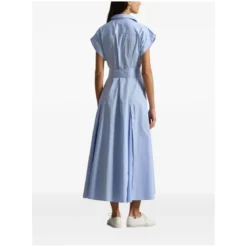 Polo Ralph Lauren Gestreiftes Blusenkleid in Midi-Länge blau Hemdblusenkleid