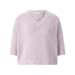 Roberto Collina Kurzarmpullover aus Baumwollmix lila Pullover