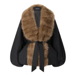 Rotate Jacke mit Kunstfellkragen schwarz Übergangsjacke