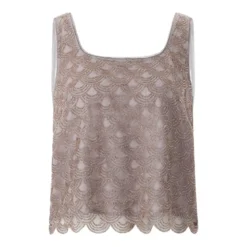 Rotate Kurzes Top mit Pailletten braun Top