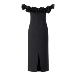 Rotate Midi Kleid aus Krepp schwarz Maxikleid