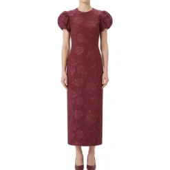 Rotate Midikleid mit Puffärmeln rot Maxikleid