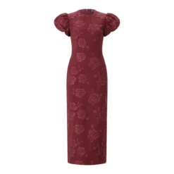 Rotate Midikleid mit Puffärmeln rot Maxikleid