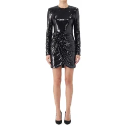 Rotate Minikleid mit Pailletten schwarz Minikleid