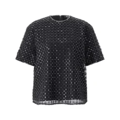 Rotate Shirt mit Pailletten schwarz T-Shirt