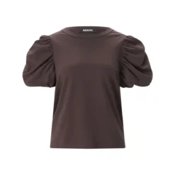 Rotate T-Shirt mit Puffärmeln braun T-Shirt