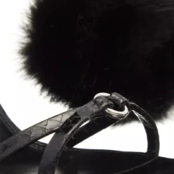 Saint Laurent Adorned With A Faux Fur Ankle Strap Black Riemchensandalen
