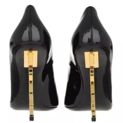 Saint Laurent Logo High Heel Pumps Leather Black Pumps