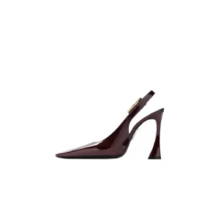 Saint Laurent Stone Sevilla Brown Patent Leather Pumps Brown Pumps