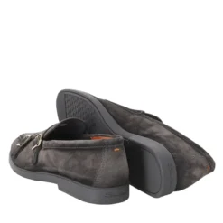 Santoni Doppel-Monkstraps aus Veloursleder grau Schnürschuhe