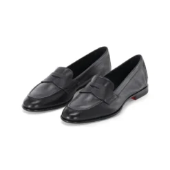 Santoni Loafer aus Leder schwarz Schnürschuhe