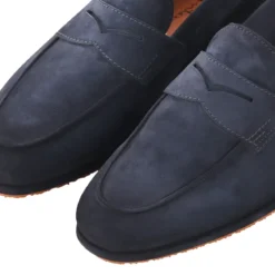 Santoni Loafer aus Veloursleder blau Schnürschuhe