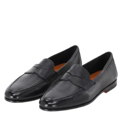 Santoni Loafer Carlos aus Leder schwarz Schnürschuhe