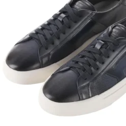 Santoni Sneaker aus Leder blau Schnürschuhe