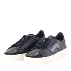 Santoni Sneaker aus Leder blau Schnürschuhe